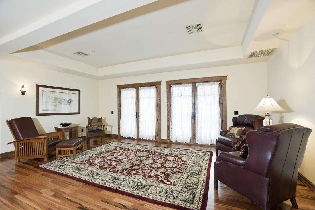 Living room with a fancy rug